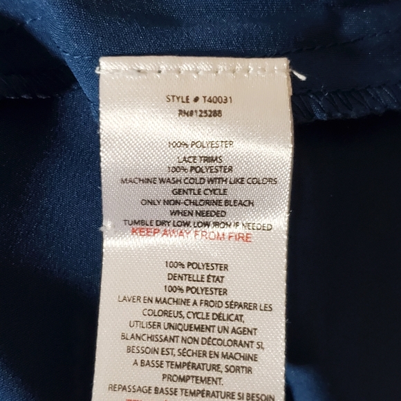 TAHARI Dark Teal Slip/Night Dress with Black Embro - Picture 2 of 7